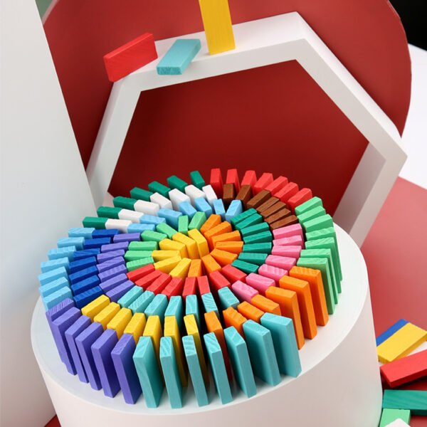 Domino set, children's puzzle and intelligence building blocks, adult students, kindergarten, wooden toys, boys' large size - Image 4