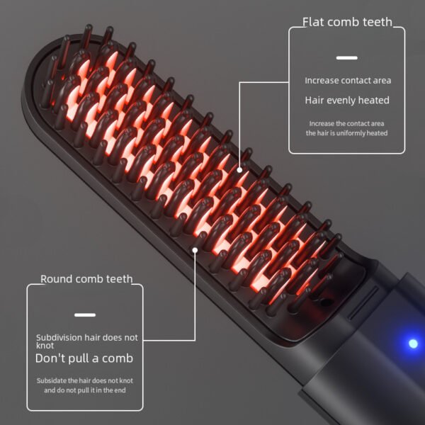 Straight hair comb with negative ions that do not harm hair, curling iron, wireless straightener, dual-use for straight rolling, wireless straight hair comb - Image 3