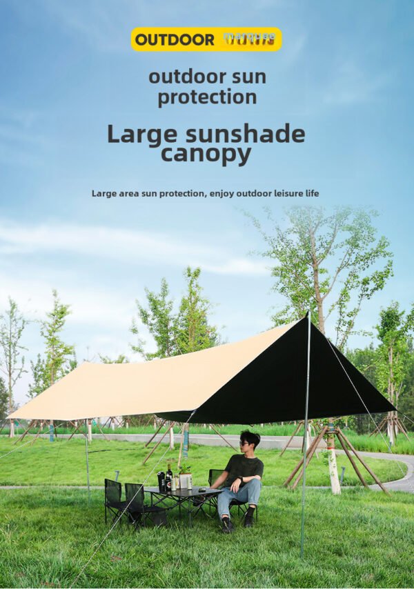 Vinyl canopy tent, outdoor portable large camping equipment, camping picnic sunscreen butterfly awning tent - Image 3
