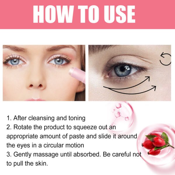 WestMonth Rosehip eye cream stick for moisturizing, hydrating, reducing fine lines, dark circles, and tightening the eye area - Image 7