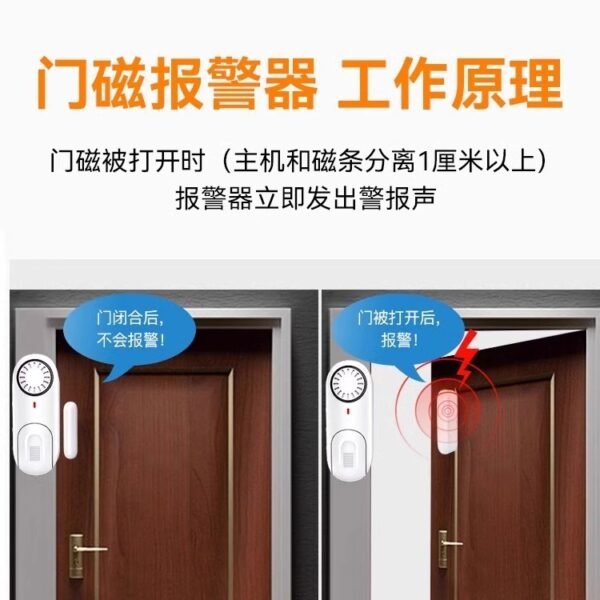 Wireless door magnetic alarm, anti-theft home doors and windows, anti-theft induction, intelligent alarm, door magnetic detector - Image 2