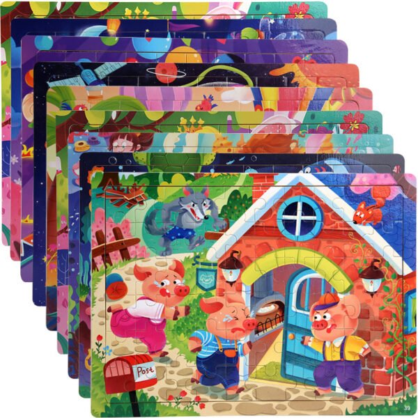 60 piece wooden puzzle, children's animal cartoon, wooden flat puzzle, baby kindergarten early education, beneficial intelligence toy - Image 2