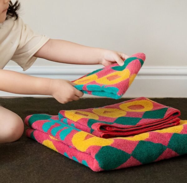 Lingge patterned woven towel, bath towel, combed cotton fashion combination set, pure cotton face towel, bath towel - Image 4
