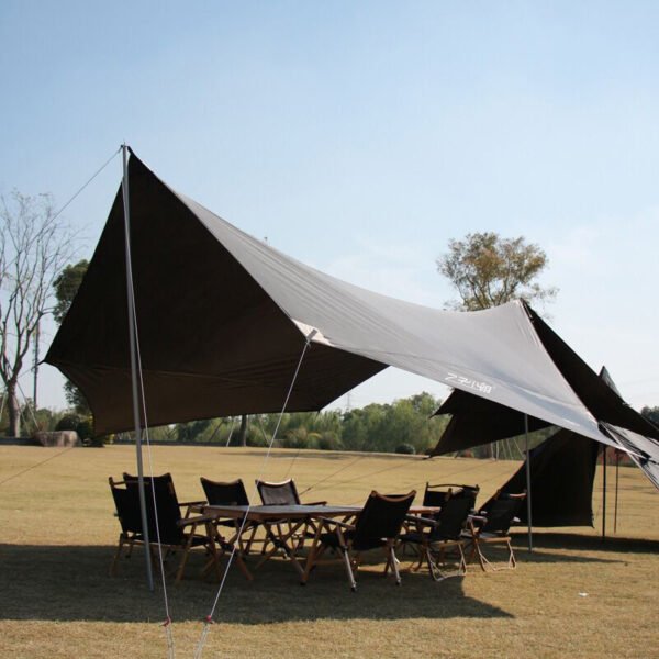 Butterfly-shaped vinyl hexagonal canopy tent, outdoor picnic camping equipment, oversized Oxford cloth camping rainproof sunshade - Image 2