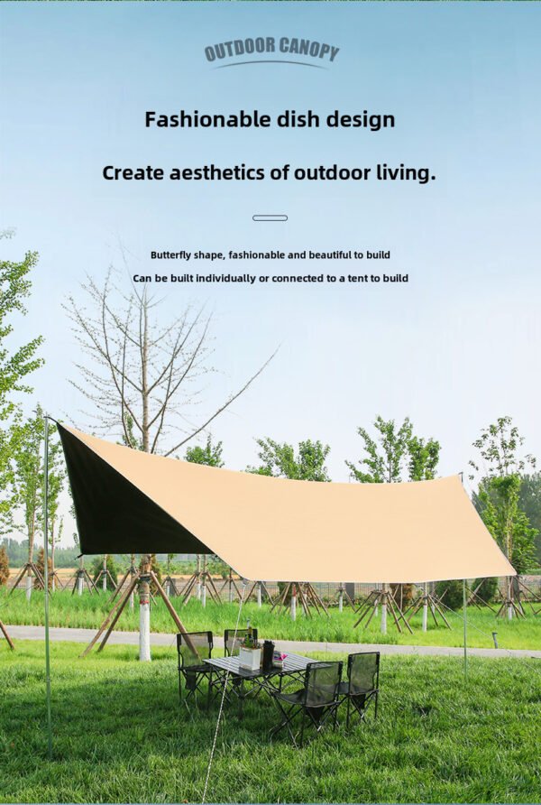 Vinyl canopy tent, outdoor portable large camping equipment, camping picnic sunscreen butterfly awning tent - Image 4