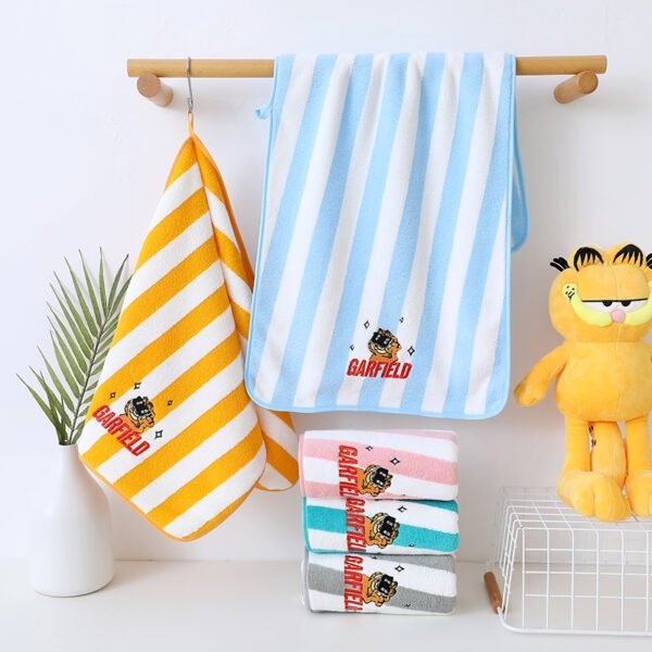 Garfield cartoon coral fleece towel embroidered absorbent face towel shower towel for home use - Image 3
