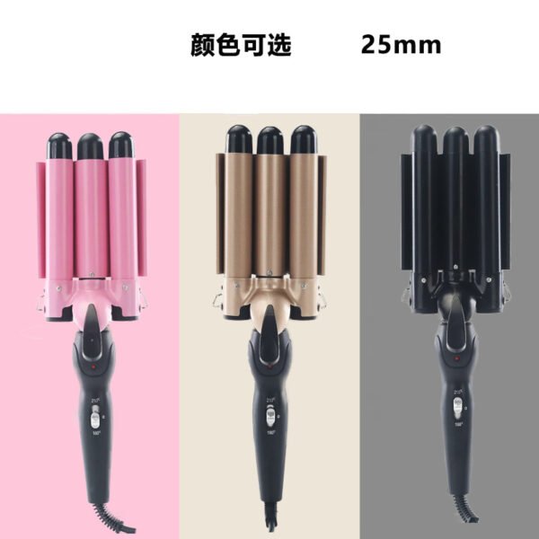 Anion curling stick Water ripple Chicken rolls stick Big wave splint curler 25 Big roll three stick electric curling stick - Image 4