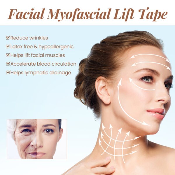 EELHOE  Myofascial facial tightening band to lift the face, prevent sagging, tighten the chin, create a V-shaped face, breathable face-lifting sticker - Image 4