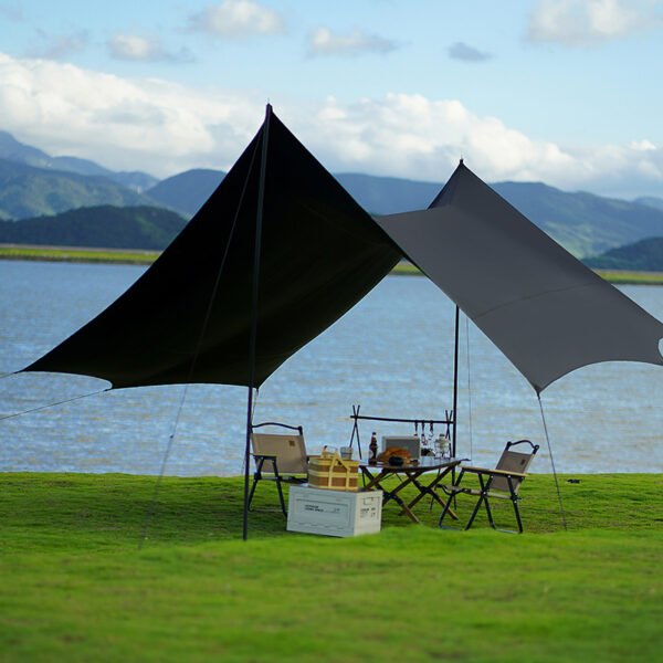 Full black vinyl octagonal canopy tent, outdoor camping sunshade, thick curtain sunscreen canopy camping equipment - Image 3