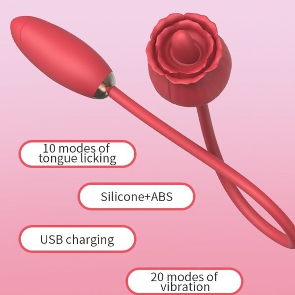 Rose AV Female Double Headed Jumping Egg Tongue with Vibration Couple Adult Sex Toys - Image 4