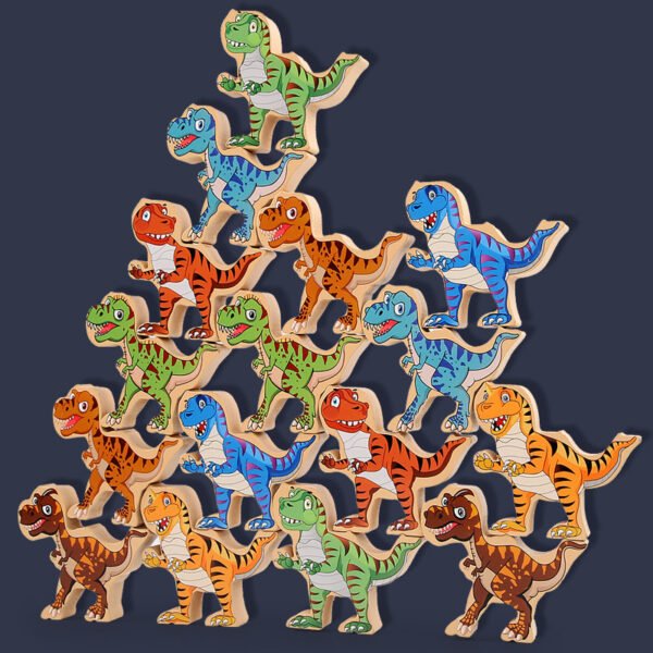 Dinosaur balance building block, strongman stacking height, children's puzzle interactive assembly, wooden toy, character stacking music - Image 2