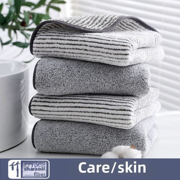 Antibacterial towel made of bamboo charcoal fiber, absorbent for household use, thickened and non shedding, soft coral fleece towel - Image 2