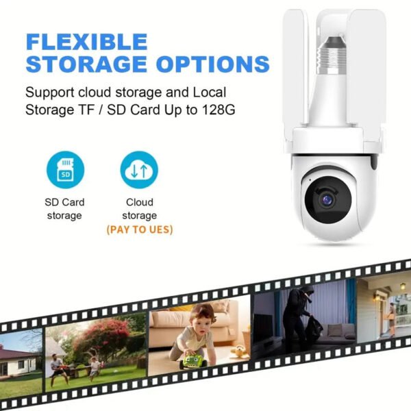 Wireless lamp head monitoring camera 360 degree panoramic intelligent high-definition three leaf fan monitoring camera lamp head - Image 2