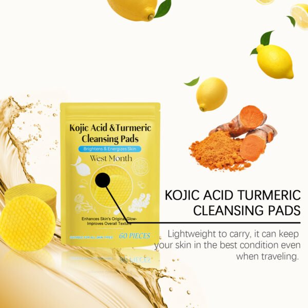 West&Month Turmeric and kojic acid cleansing pads, brightening, cleansing, gently moisturizing, nourishing and caring facial cleansing pads - Image 9