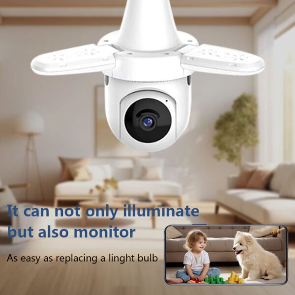 Wireless lamp head monitoring camera 360 degree panoramic intelligent high-definition three leaf fan monitoring camera lamp head
