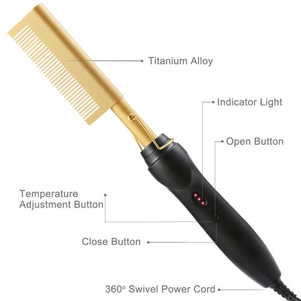 Electric curling hair comb 2-in-1 curling iron, electrical straightening dual-use copper comb, straightening function electric straightening comb - Image 4