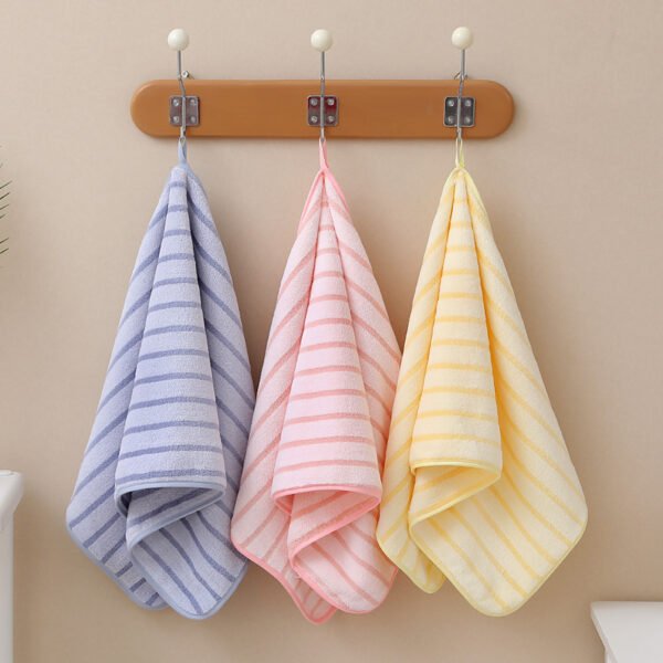Quick drying towel, coral fleece towel, cationic striped knitted, thickened, soft, absorbent, and non shedding dry hair towel - Image 3
