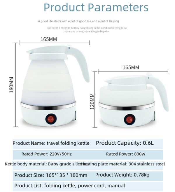 Silicone folding electric kettle travel kettle folding electric kettle household electric kettle automatic electric kettle - Image 3