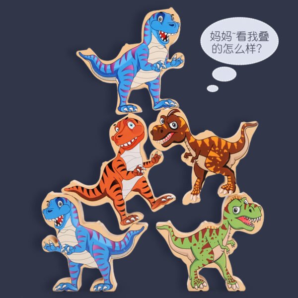 Dinosaur balance building block, strongman stacking height, children's puzzle interactive assembly, wooden toy, character stacking music - Image 4