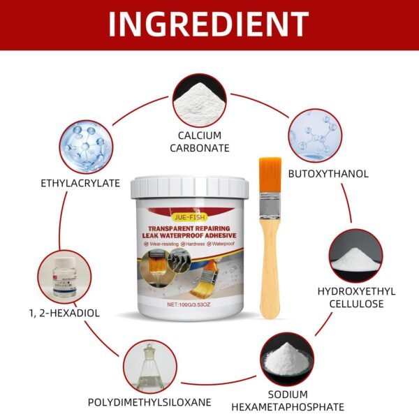Jue-Fish Transparent leak - filling waterproof glue. Waterproof coating that doesn't require tile removal. Waterproof agent for bathroom and kitchen floor tiles. - Image 6