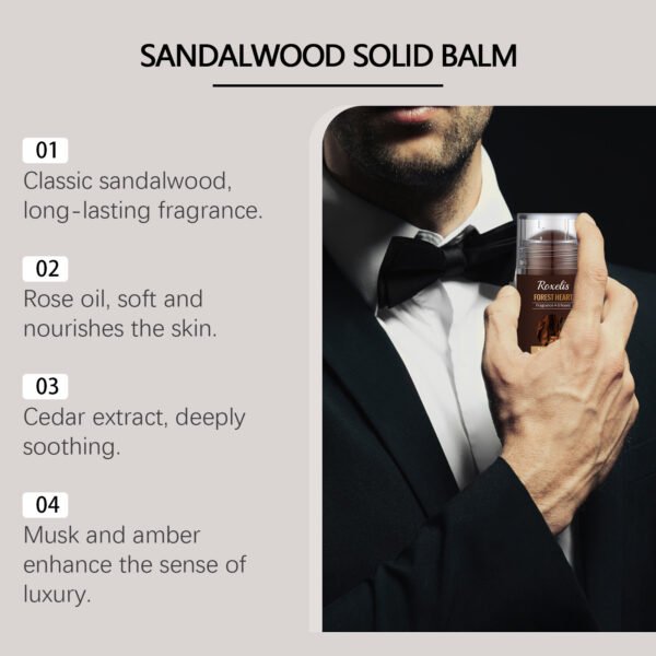 Sandalwood solid perfume balm. Naturally light-scented, fresh and long-lasting. It's perfect for daily use and dates, exuding charming allure. Portable solid perfume balm. - Image 4