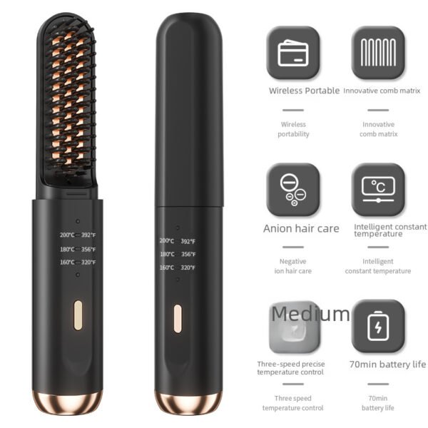 Straight hair comb with negative ions that do not harm hair, curling iron, wireless straightener, dual-use for straight rolling, wireless straight hair comb - Image 5