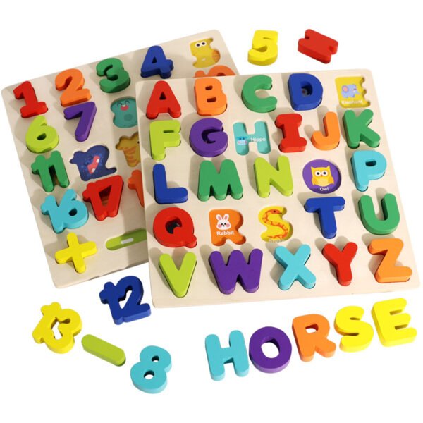 Temu Xiyin English uppercase and lowercase letters, numbers, shapes, matching puzzles, puzzle boards, wooden toys - Image 5