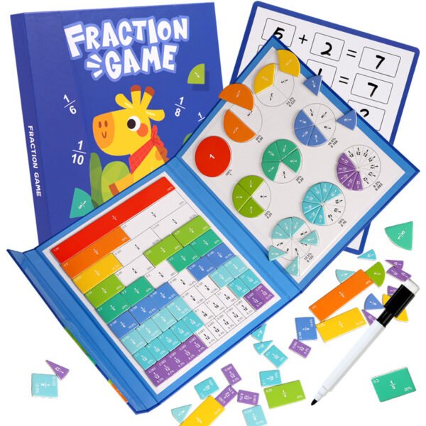 Magnetic fraction disk demonstrator, numerator denominator cognitive addition and subtraction operation, third grade elementary school mathematics teaching aids and toys - Image 5
