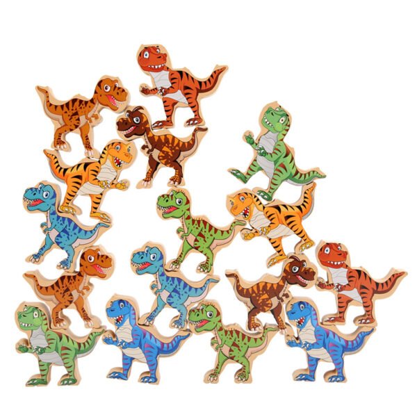 Dinosaur balance building block, strongman stacking height, children's puzzle interactive assembly, wooden toy, character stacking music - Image 5