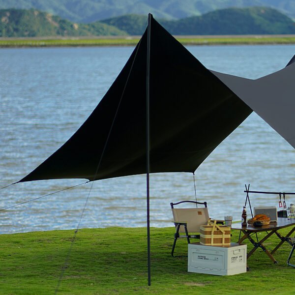 Full black vinyl octagonal canopy tent, outdoor camping sunshade, thick curtain sunscreen canopy camping equipment - Image 2