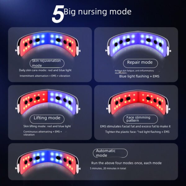 High frequency microcurrent facial slimming device, vibration color light RF beauty device, masseter muscle removal, double chin color light V facial slimming device - Image 2