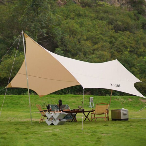 Butterfly-shaped vinyl hexagonal canopy tent, outdoor picnic camping equipment, oversized Oxford cloth camping rainproof sunshade