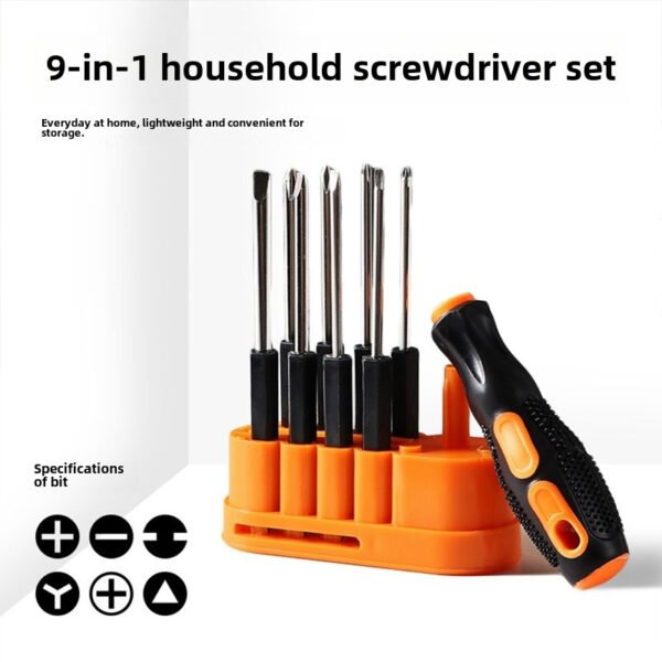 10 piece set of multifunctional household cross screwdriver dual-use straight plum blossom flat mouth screwdriver 9-in-1 combination set - Image 2