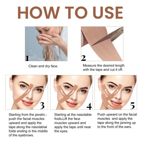 EELHOE  Myofascial facial tightening band to lift the face, prevent sagging, tighten the chin, create a V-shaped face, breathable face-lifting sticker - Image 7