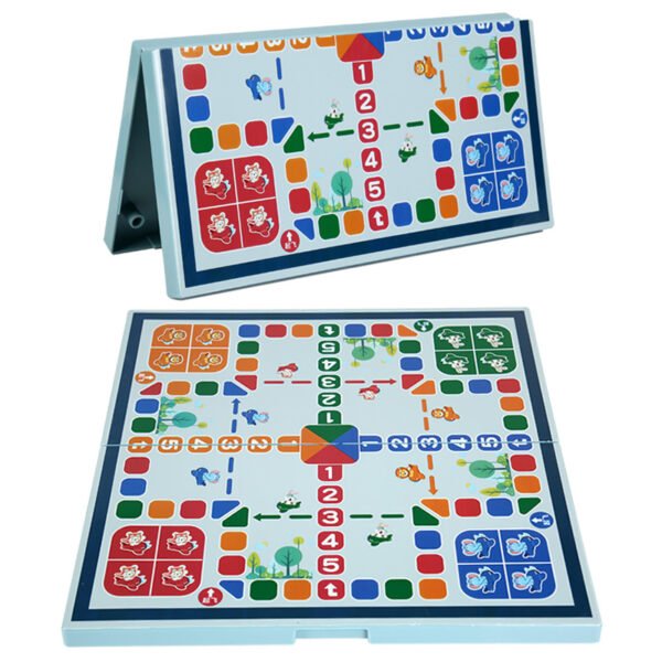 Folding Go Five-in-a-Row Children's Students Learn Puzzle Chess 2-in-1 Black and White Chess Flying Chess Portable Chess Board - Image 5