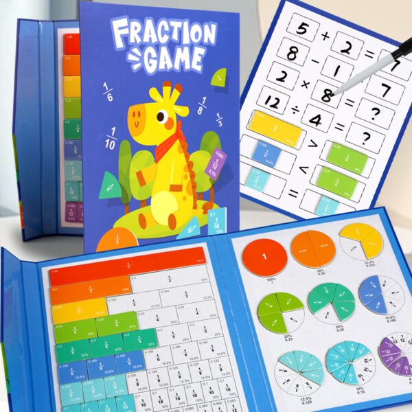 Magnetic fraction disk demonstrator, numerator denominator cognitive addition and subtraction operation, third grade elementary school mathematics teaching aids and toys