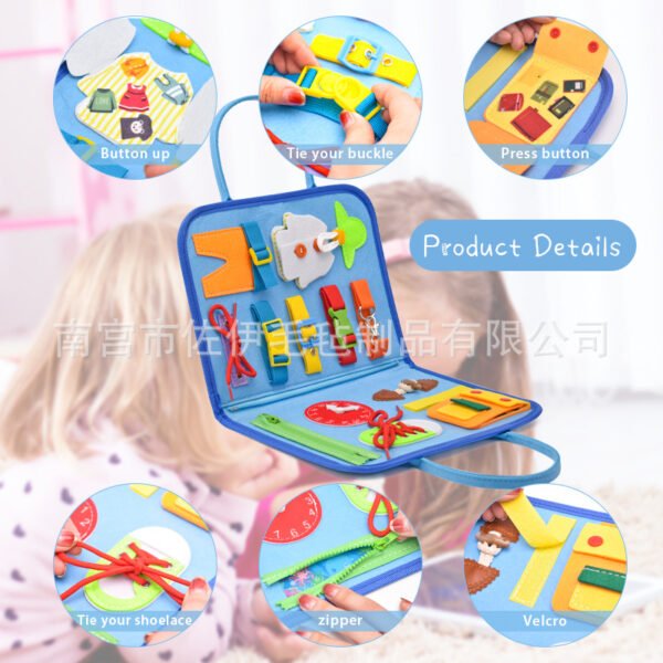 Early Childhood Education Busy Board Montessori Puzzle Dressing Learning Board Felt Busy Learning Board - Image 4