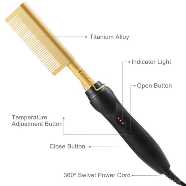 Electric curling hair comb 2-in-1 curling iron, electrical straightening dual-use copper comb, straightening function electric straightening comb - Image 3