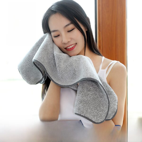 Antibacterial towel made of bamboo charcoal fiber, absorbent for household use, thickened and non shedding, soft coral fleece towel