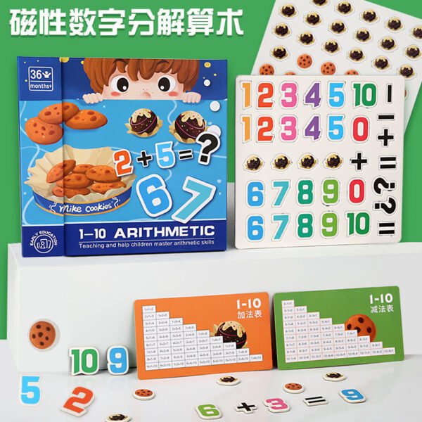 Ten grid array math addition and subtraction teaching aids, magnetic number decomposition, magnetic puzzle, arithmetic counting, enlightenment early education toys - Image 3