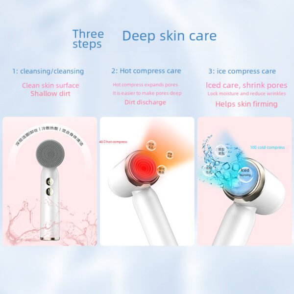 New electric facial cleanser, silicone beauty device, facial brush, facial cleanser, cleaning tool - Image 2