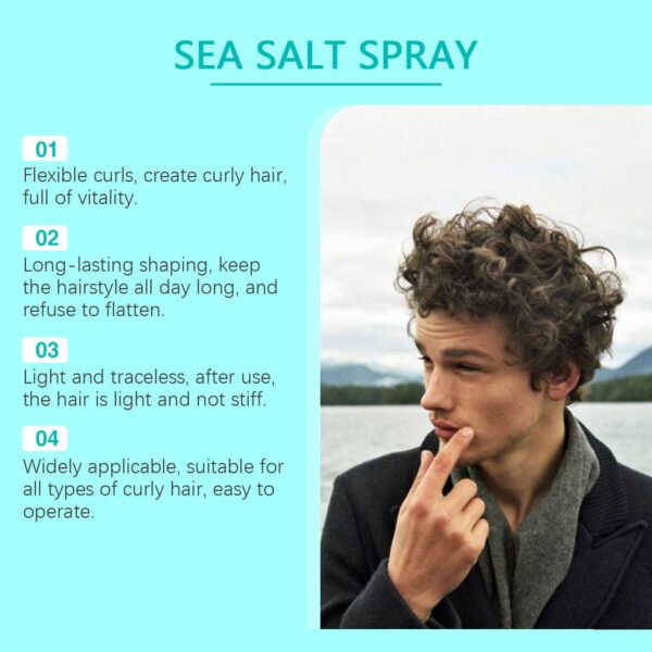 Sea salt curly hair spray, long-lasting styling hair mousse for curly hair, a refreshing hairspray for lazy people - Image 4