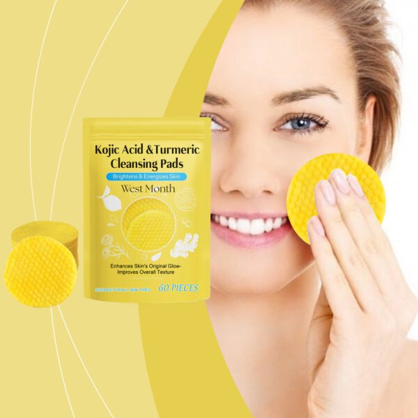 West&Month Turmeric and kojic acid cleansing pads, brightening, cleansing, gently moisturizing, nourishing and caring facial cleansing pads