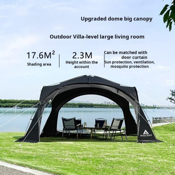 Outdoor tent, black glue zipper dome canopy, camping sunshade, camping equipment, wind and rainproof aluminum pole