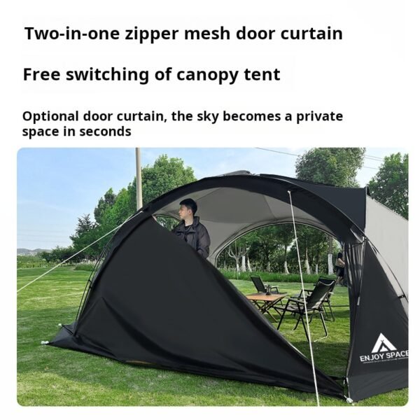 Outdoor tent, black glue zipper dome canopy, camping sunshade, camping equipment, wind and rainproof aluminum pole - Image 3