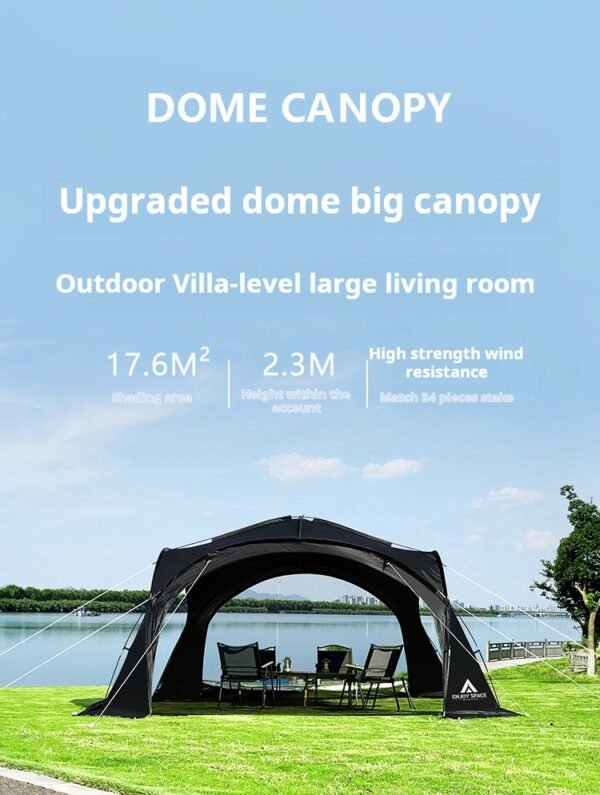 Outdoor tent, black glue zipper dome canopy, camping sunshade, camping equipment, wind and rainproof aluminum pole - Image 5