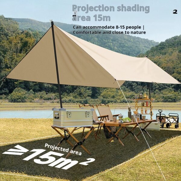 Canopy tent, outdoor camping sunshade silver coated Canopy tent, picnic square large curtain rainproof awning Canopy tent - Image 2