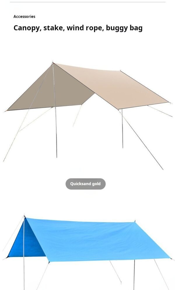 Canopy tent, outdoor camping sunshade silver coated Canopy tent, picnic square large curtain rainproof awning Canopy tent - Image 3