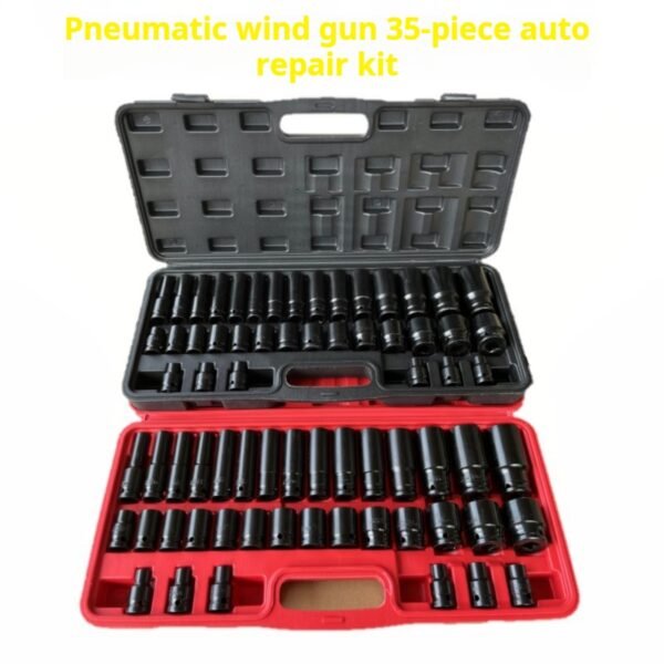 Pneumatic Extended Cannon Sleeve 35 Piece Set, Hexagonal Electric Sleeve Auto Repair Hardware Tool Set