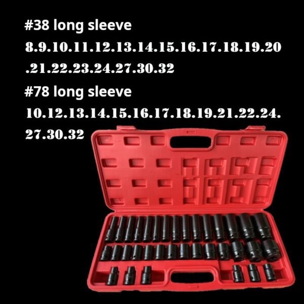 Pneumatic Extended Cannon Sleeve 35 Piece Set, Hexagonal Electric Sleeve Auto Repair Hardware Tool Set - Image 2